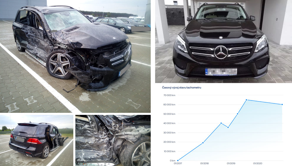 Zánovní Mercedes z Polska má za sebou těžkou havárii